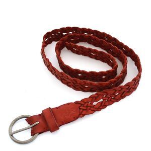 Abercrombie & Fitch Women's Red Belt Size M/L Genuine Leather Braided Woven